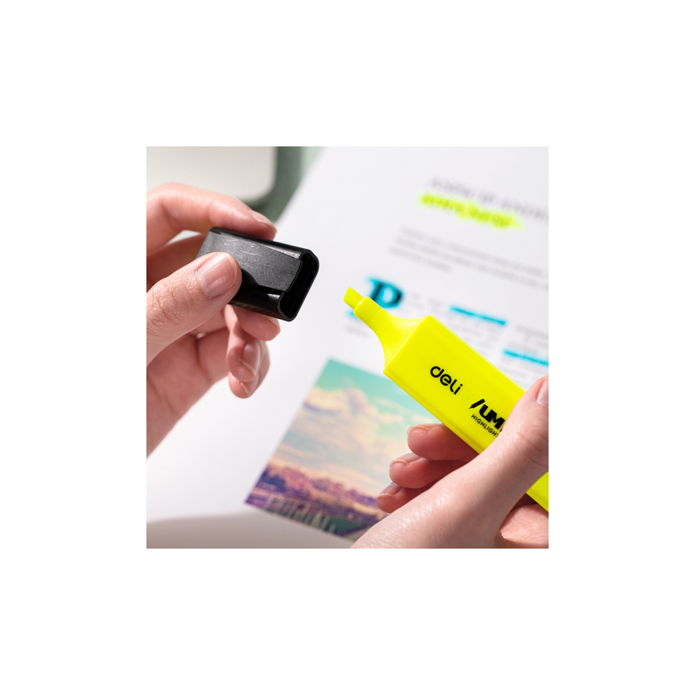 Маркер текстовыделитель DELI Jumbo 1-5мм, скошенный, желтый EU366