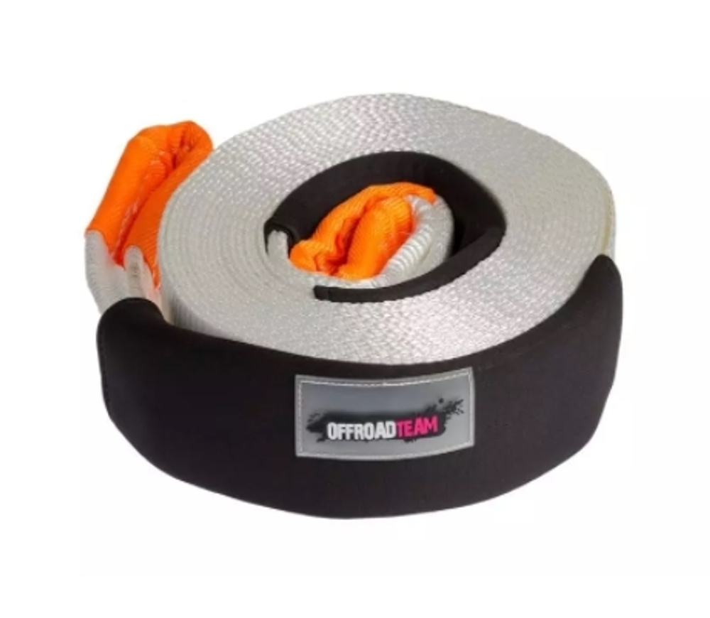 Стропа динамическая (Трос) 8 тонн, 7,5см* 9 м, Белый, нейлон, растяжения 20%, в Сумке