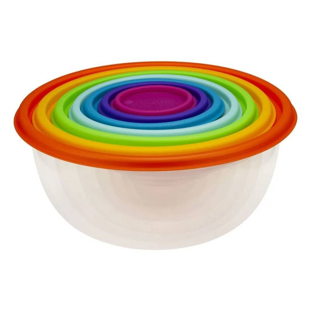 Миска пластик, кругл, 7 шт, 29.5 см, с крыш, Радуга, Idea, М1310, в асс