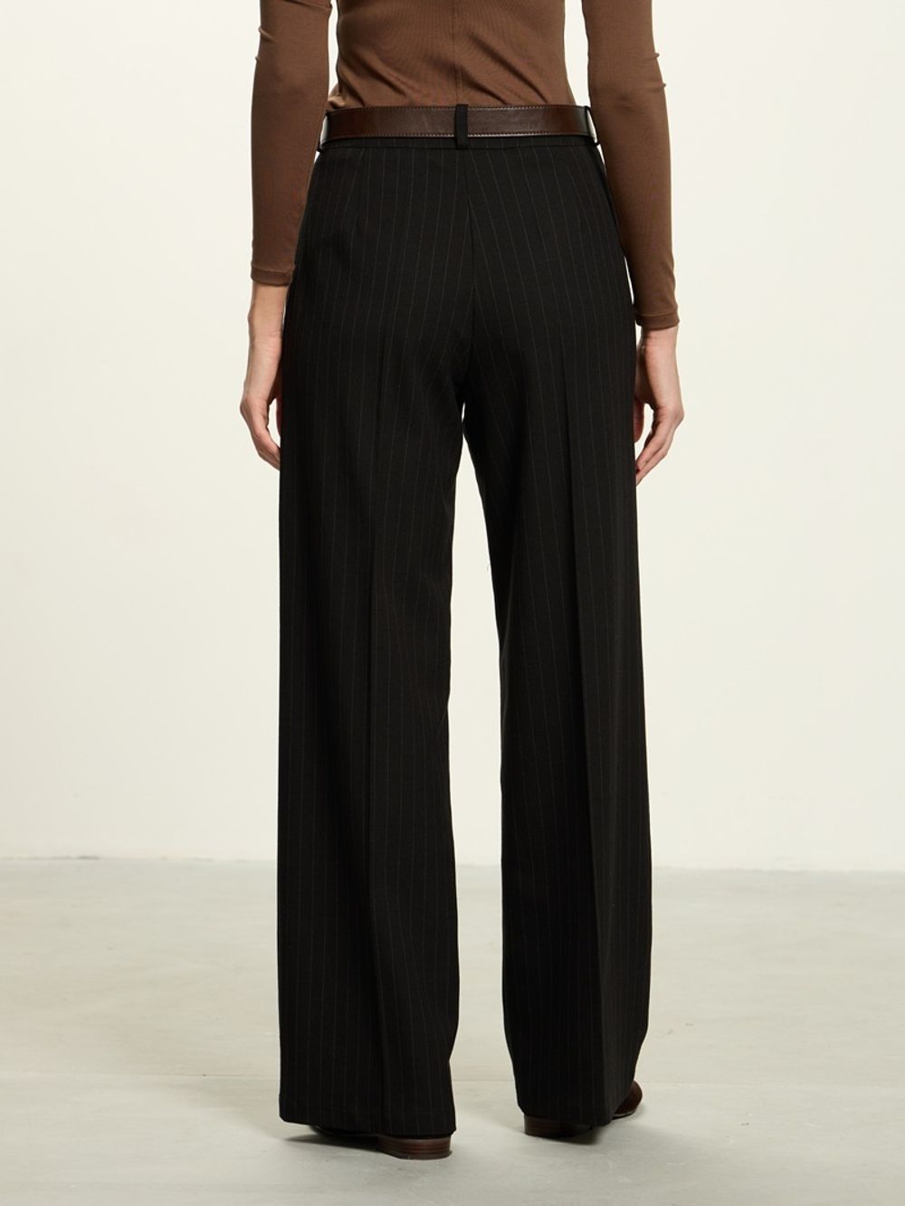 Брюки палаццо черная полоска шерсть