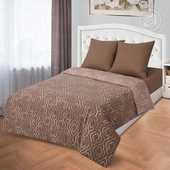 Полуторный с простынёй на резинке комплект постельного белья Палермо бязь Премиум наволочки 70x70 см