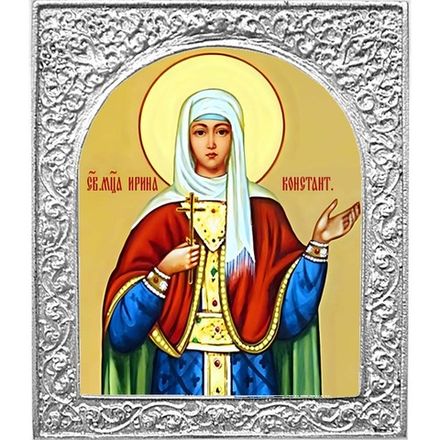 Ирина Константинопольская. Маленькая икона в серебряной раме. 4,5 х 5,5 см.