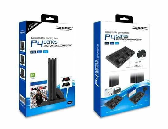 PS 4 Slim/Pro Многофункциональная подставка для консоли и подзарядки джойстиков (DOBE TP4-18119)