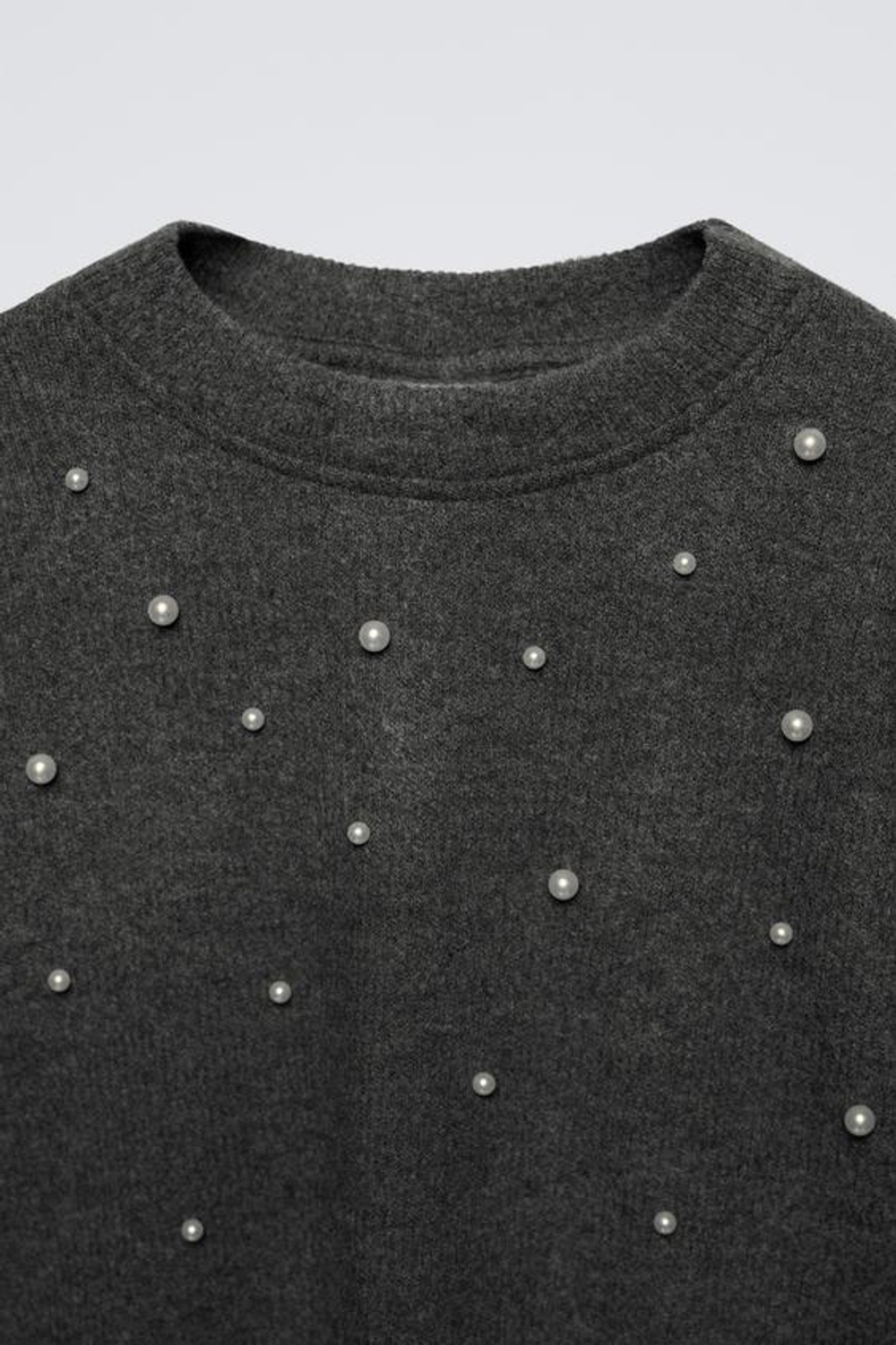 ZARA ЛОНГСЛИВ SOFT TOUCH С БУСИНАМИ, АНТРАЦИТОВО-СЕРЫЙ