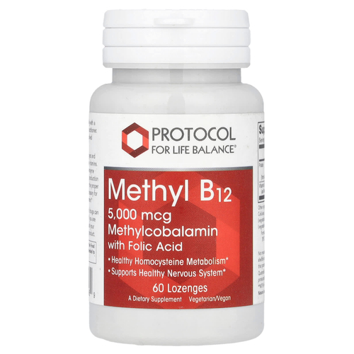 Protocol for Life Balance, Methyl B12, метилкобаламин, 5000 мкг, 60 пастилок