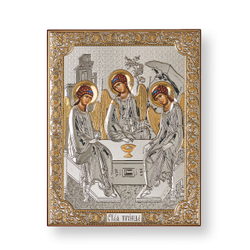 Св. Троица, икона прямоугольная без рамки, красное дерево 175х225