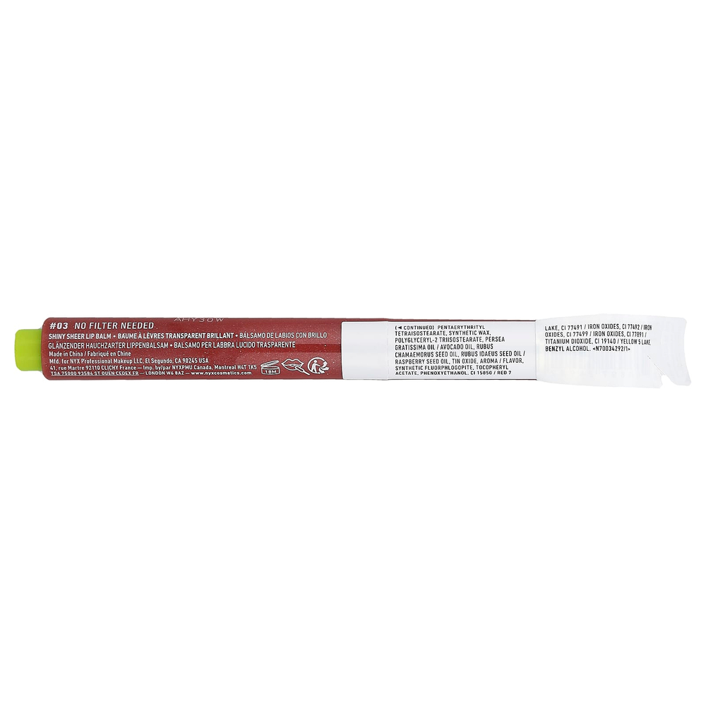 NYX Professional Makeup, Fat Oil Slick Click, блестящий бальзам для губ, 03 фильтр не нужен, 2 г (0,07 унции)