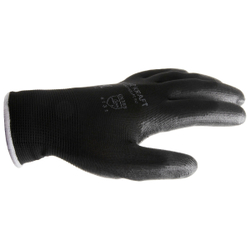 WDK-PU01B/L/5, 5 пар, размер L, Перчатки ЧЁРНЫЕ защитные эластичные из нейлона с полиуретановым покрытием