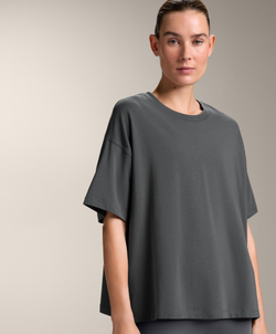 Oysho Футболка с короткими рукавами из смесового хлопка, антрацитовый