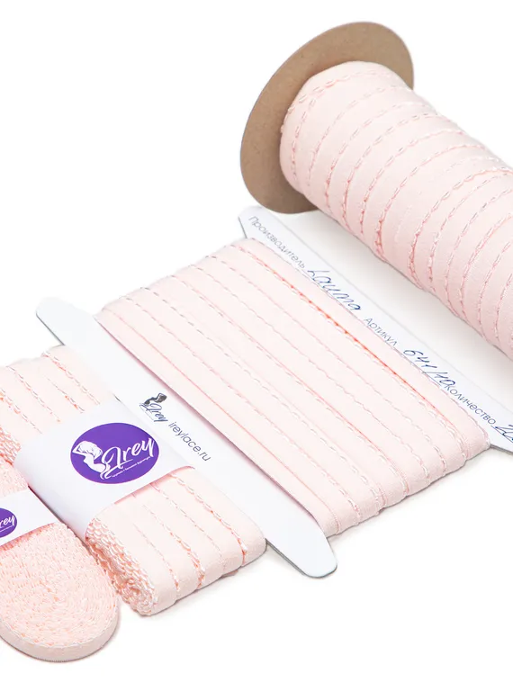 906 641/10 ОПТ Резинка отделочная Lauma Fabrics, 10 мм, пастельно-розовый 906