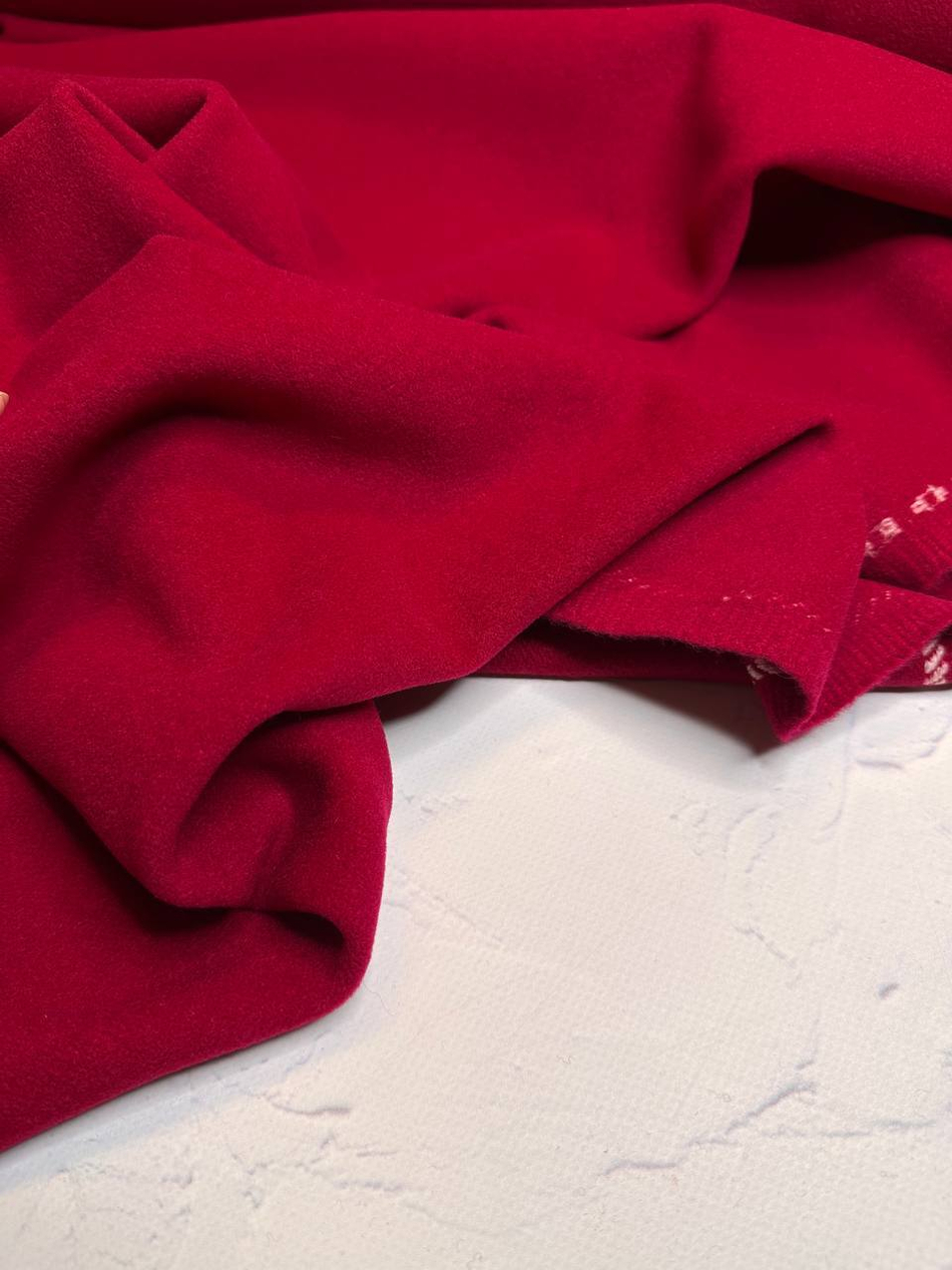 Пальтовая однотонная ворсовая смесовая шерсть с полиамидом (Alta Moda, Гранатовая страсть, 150, 520 гр/м2, 80%шерсть/9%кашемир/11%полиамид)