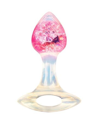 Розоватая анальная пробка с ручкой - 8,5 см. (Цвет: розовый)