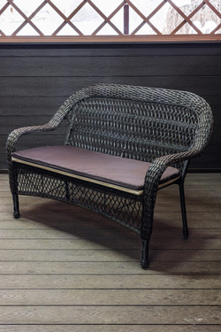 Двухместный диван из искусственного ротанга МЭДИСОН НЬЮ «MEDISON NEW» арт.A07202 dark brown с подушками на сидение