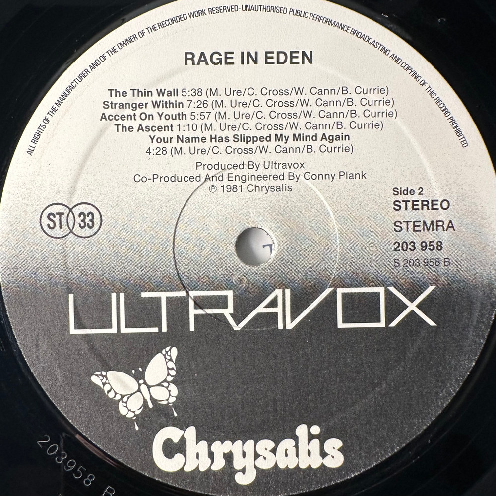 Ultravox ‎– Rage In Eden (Голландия 1981г.)