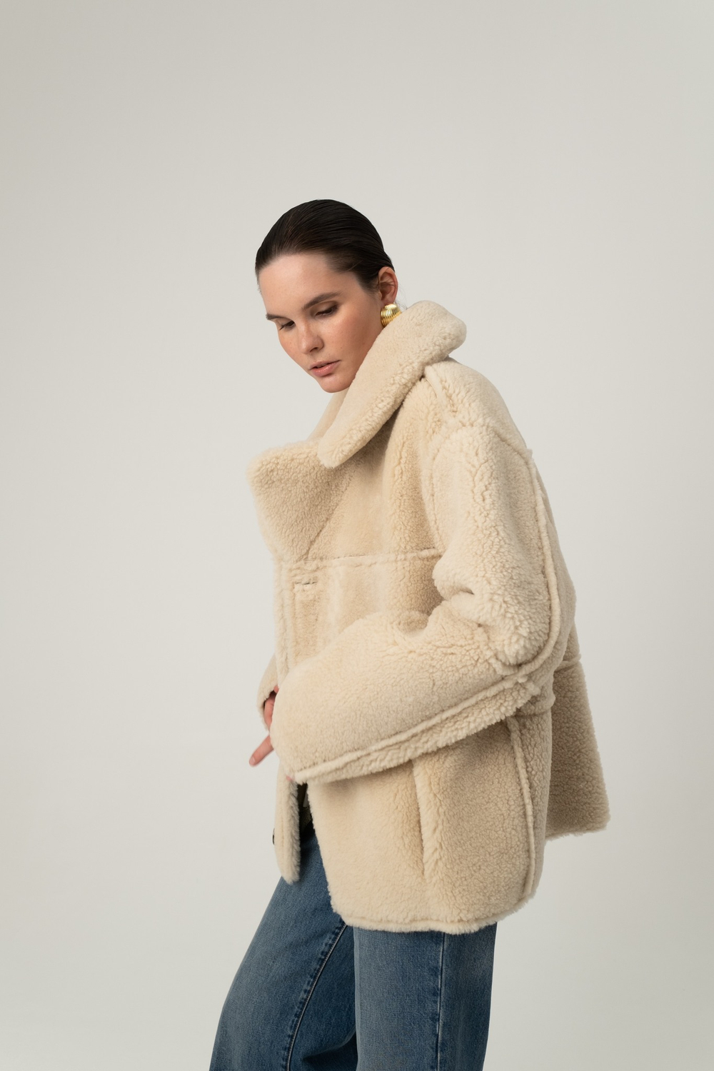 Двусторонняя золотая шуба-дублёнка