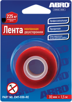 Скотч 2-х сторонний ABRO лента монтажная прозрачный (30ммх1,51м)