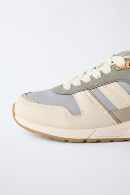 ZARA КРОССОВКИ СО ВСТАВКАМИ, СЕРЫЙ