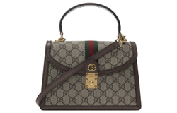 GUCCI Ophidia Canvas With Leather Shoulder Bag, Crossbody Bag, Handbag Small Women"s Ebony/Brown