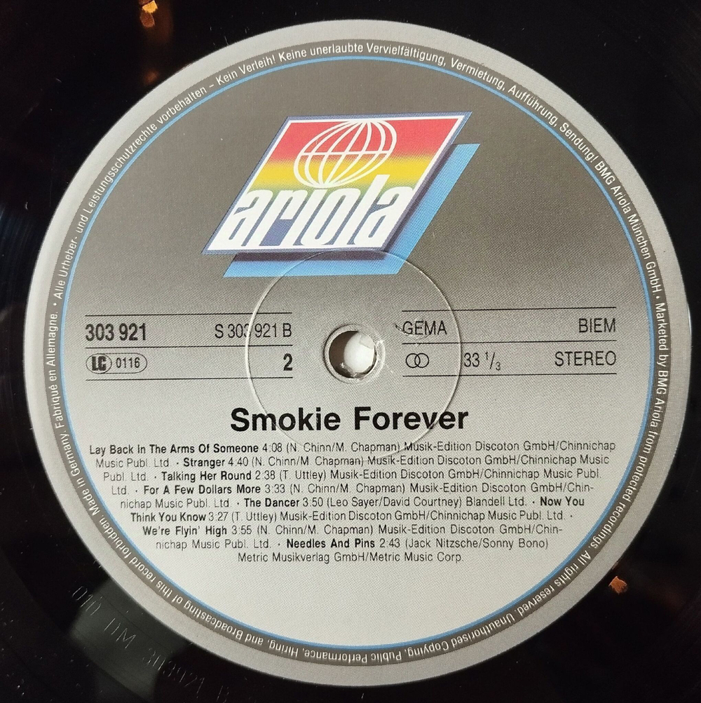 Винтажная виниловая пластинка LP Smokie Смоки Forever (Germany 1990) Stumblin In
