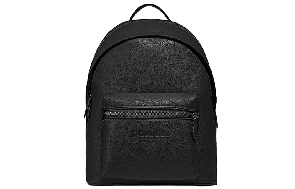 COACH Charter Polished Pebbled Leather Backpack Large Men"s Black