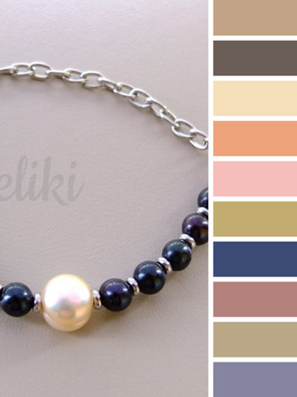 браслет из чёрного жемчуга на цепочке