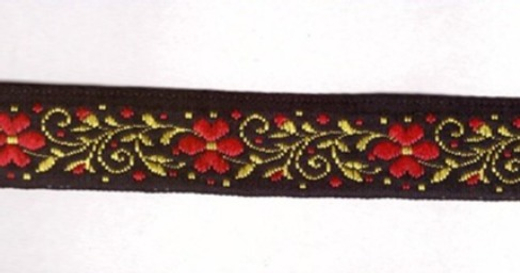 Тесьма жаккард, рис. 8549, ш. 1,8 см, чёрный с золотым