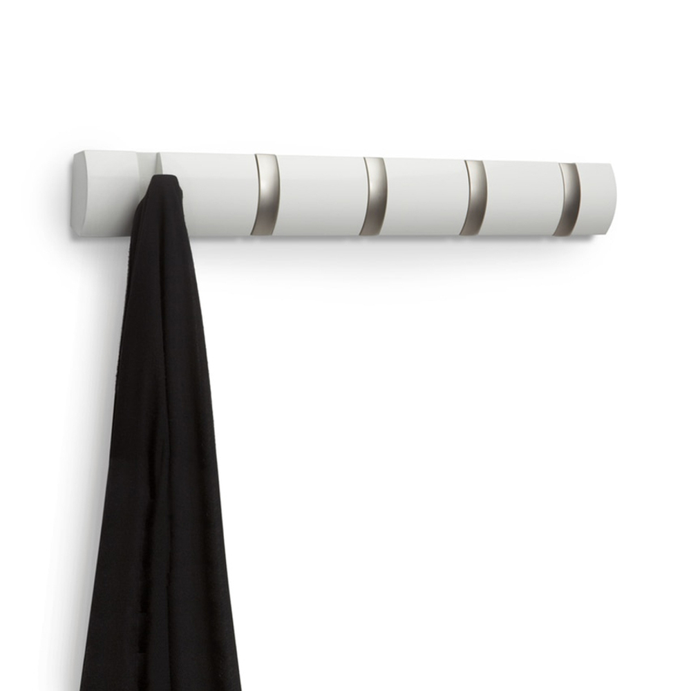 Вешалка настенная flip, 50,8 см, белая, 5 крючков