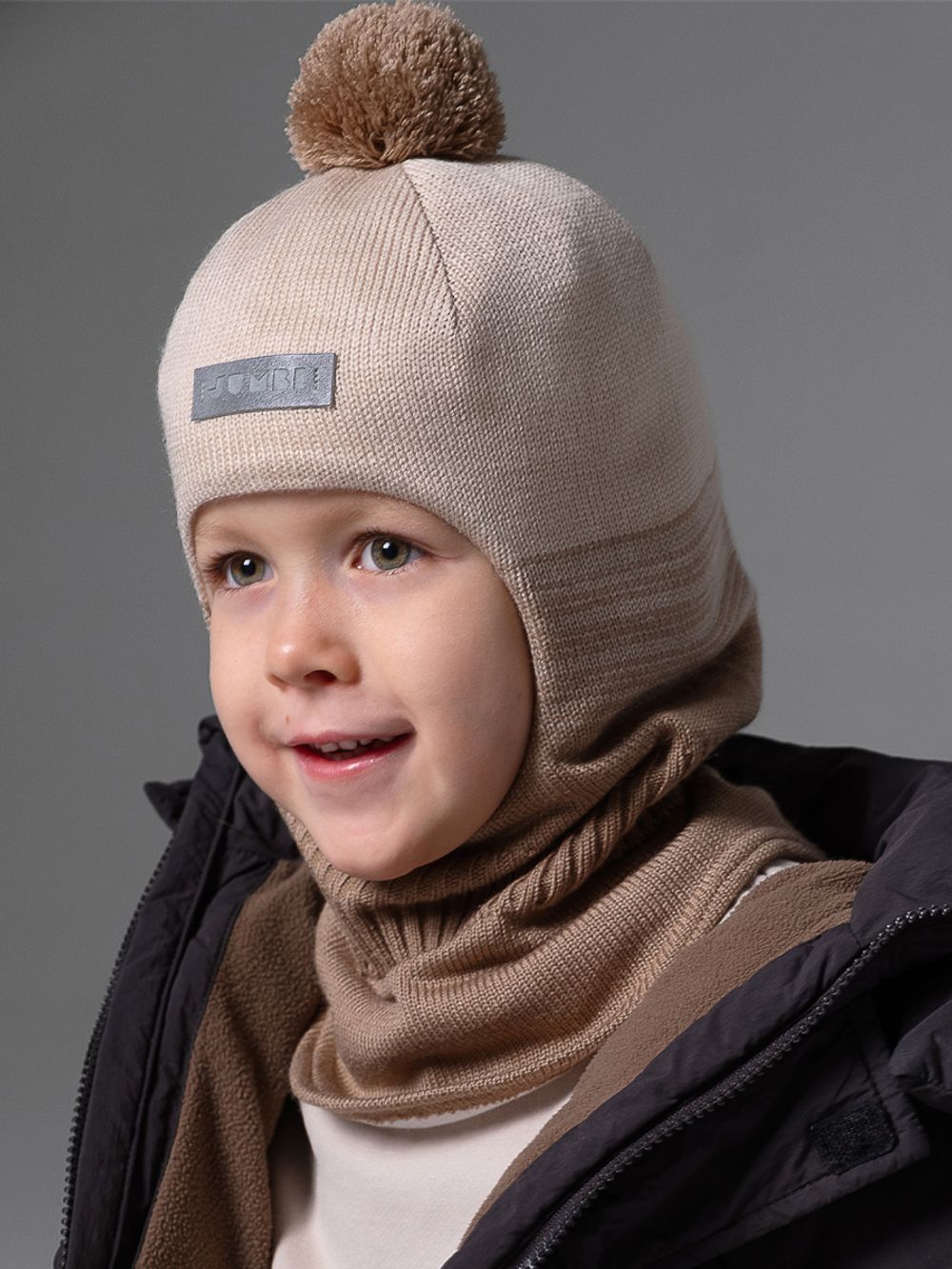 Шлем весенний/осенний вязаный (Темный жемчуг) ЧИП