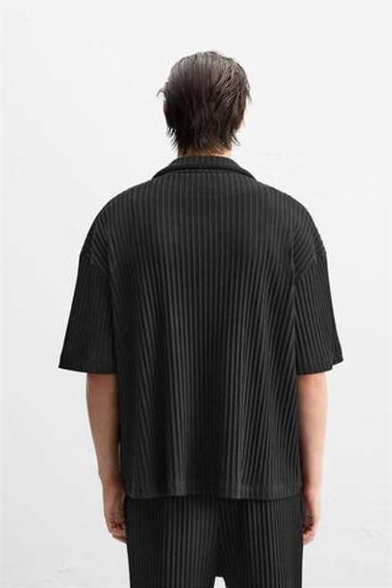 ZARA РУБАШКА СО СКЛАДКАМИ, ЧЕРНЫЙ