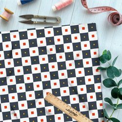 Ткань поплин шахматная доска с разноцветными квадратами