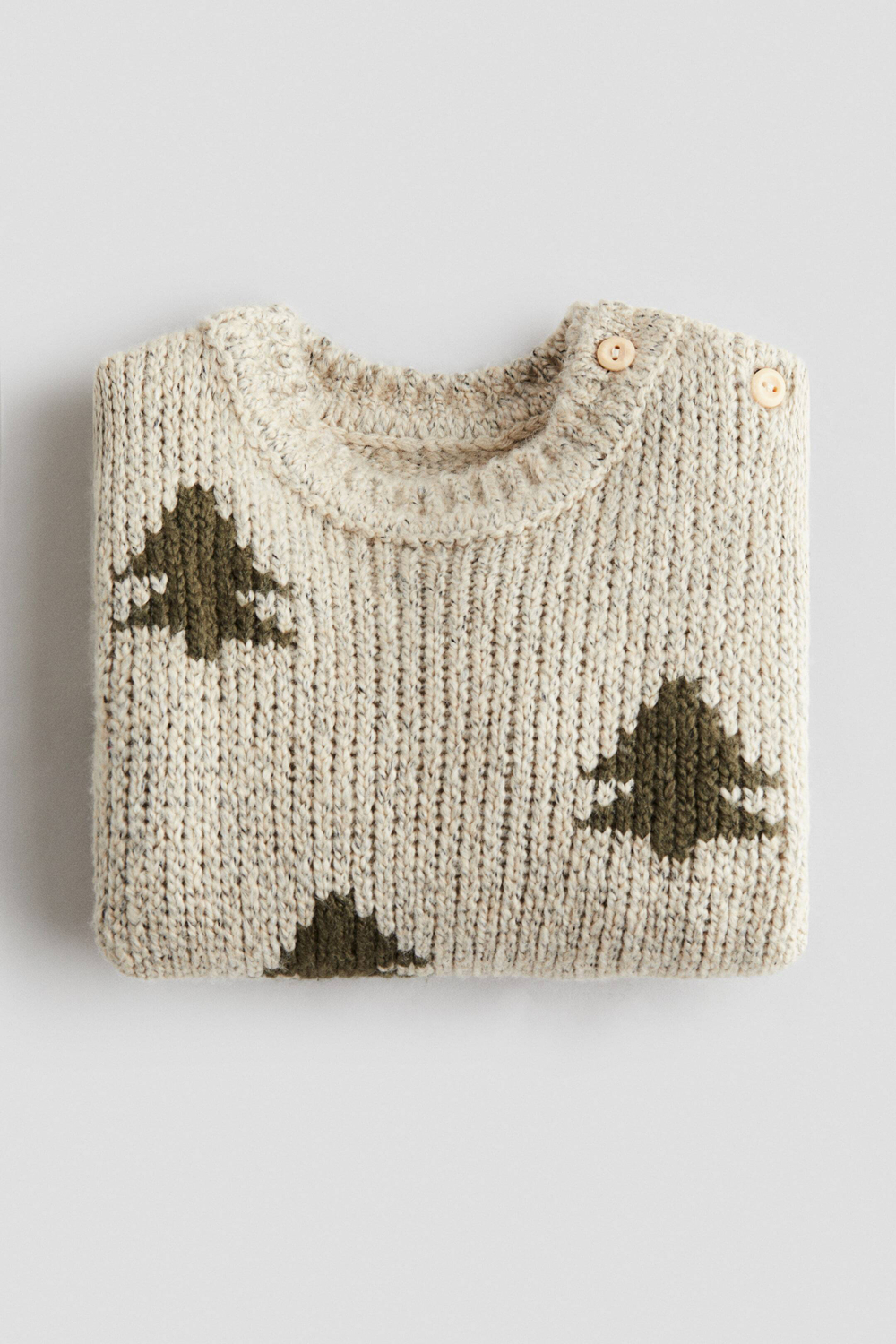 H&M Жаккардовый трикотажный джемпер, светло-бежевый