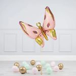 Шар (45''/114 см) Фигура 3D, Бабочка, Карнавальные крылья, Розовый, 1 шт.