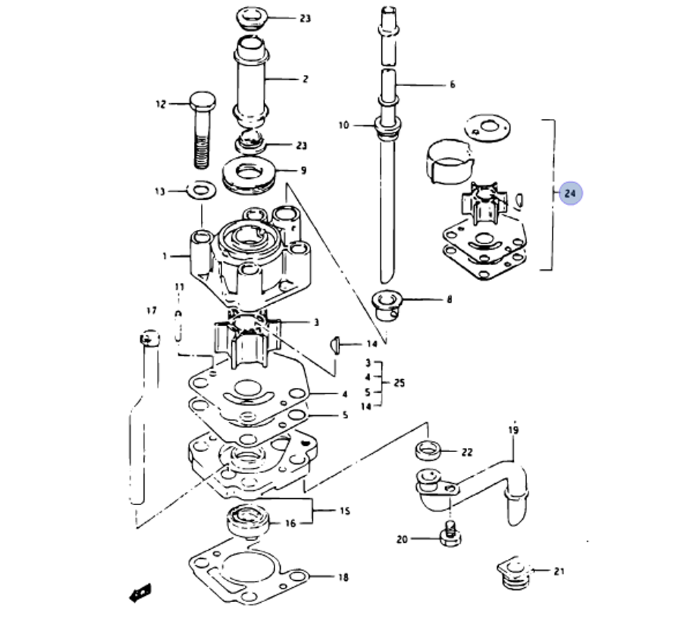 Ремкомплект помпы Suzuki 9.9/15лс (17400-93911-000)