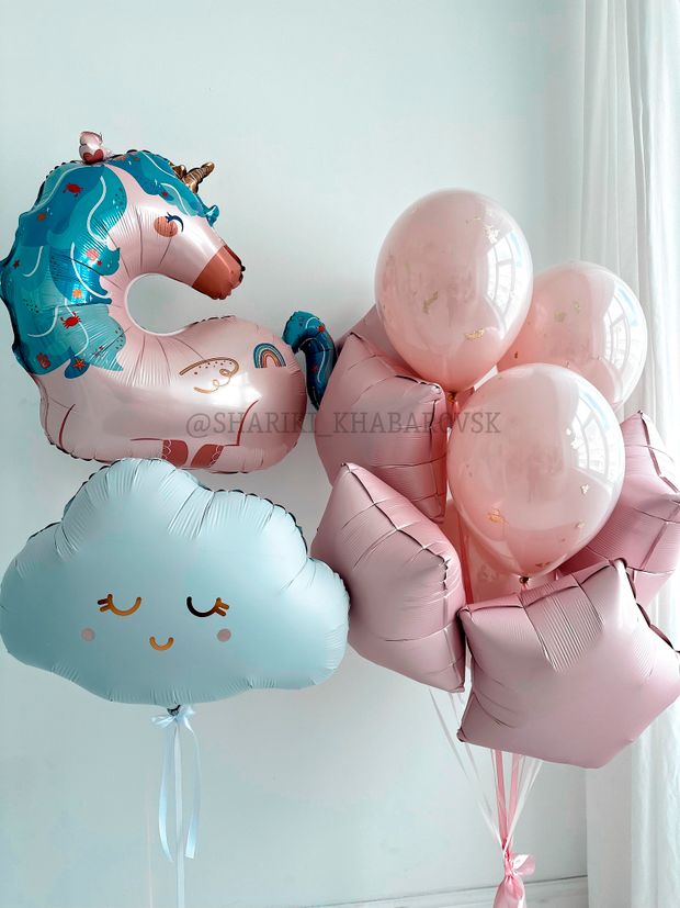 Воздушные шары на выписку для девочки №8101