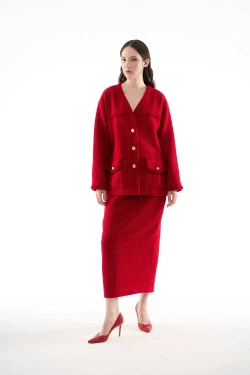 Юбка-карандаш миди красный