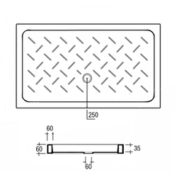 Душевой поддон прямоугольный керамический RGW CR (Глубина 35)