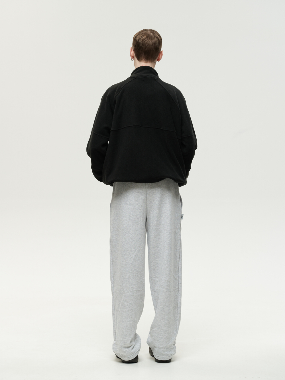 Drawstring Half-Zipped Sweatshirt Black