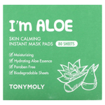 TonyMoly, I'm Aloe, успокаивающие успокаивающие салфетки-маски для кожи, 80 шт. По 120 г (4,23 унции)