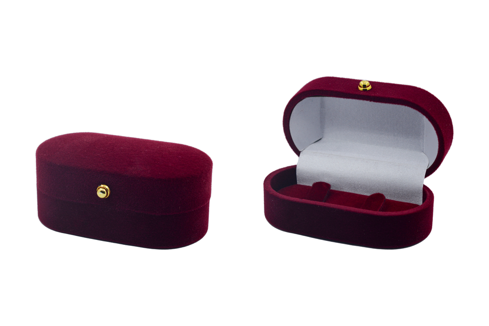 Футляр овальный под кольца (бордовый, бархат)