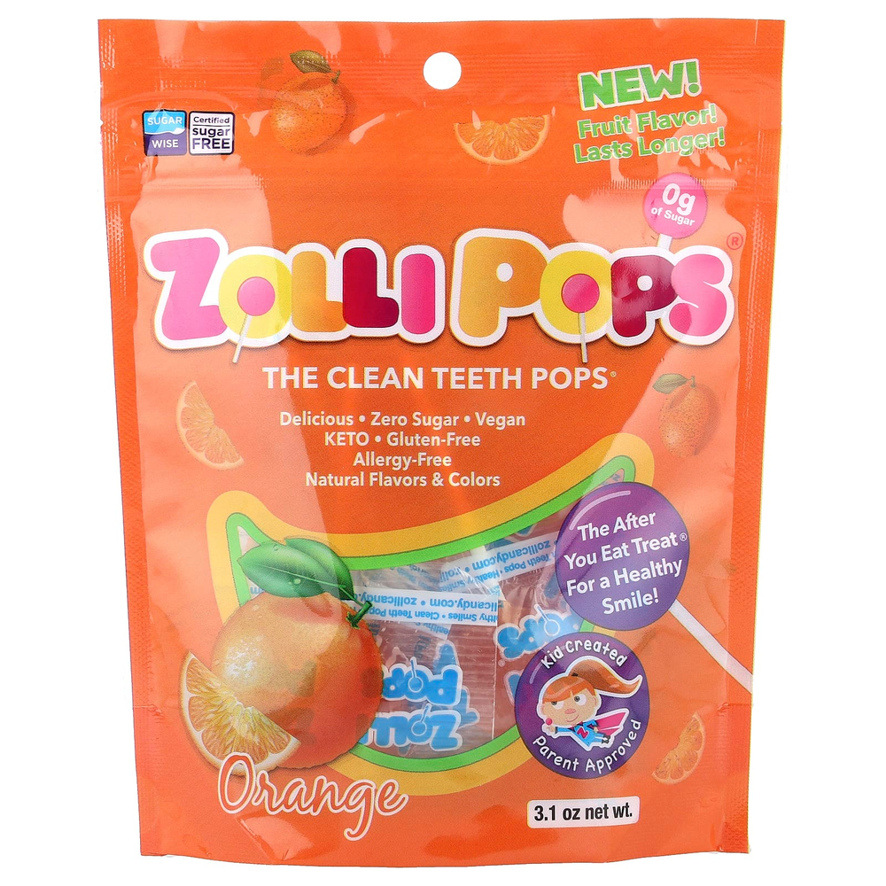 Zollipops, The Clean Teeth Pops®, апельсин, 100 г (3,1 унции)