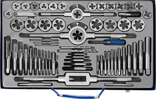 ЗУБР 65 предметов, набор метчиков и плашек, сталь Р6М5