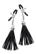 Зажимы на соски «Прищепки» с черными кисточками из замши (Цвет: черный)