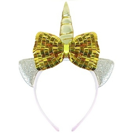 Ободок Единорог с бантиком Золото