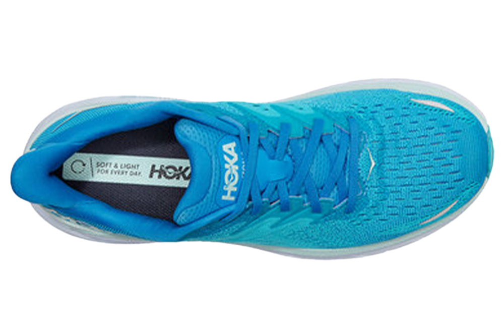 HOKA ONE ONE Cliffton 8 road comfortable fabric shock absorption, non-slip, wear-resistant, breathable, rebound, lightweight, low-top running shoes, men's light blue