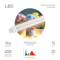 Светильник для растений фитолампа светодиодная линейная ЭРА FITO-10W-Т5-PFR-Slim-GR полного спектра 10 Вт GREEN LINE