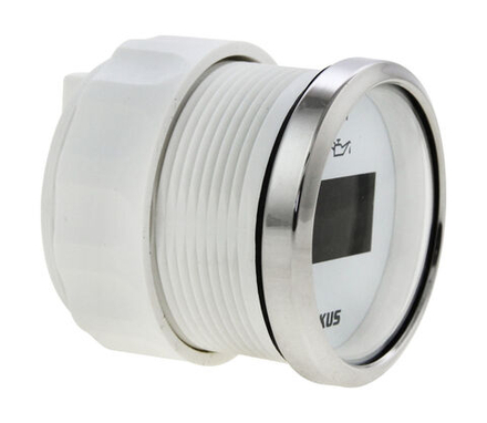 Указатель давления масла цифровой 0-5 бар, белый циферблат, нержавеющий ободок, д. 52 мм