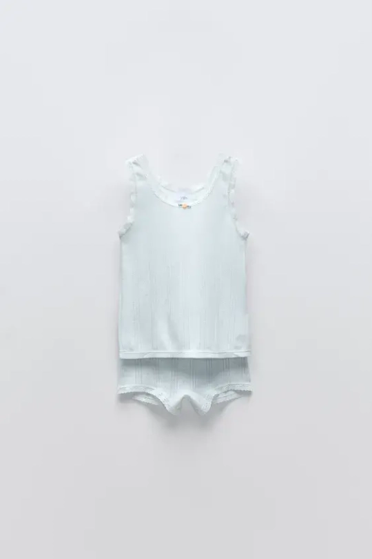 ZARA КОМПЛЕКТ ИЗ ФУТБОЛКИ И ШОРТ, СИНИЙ