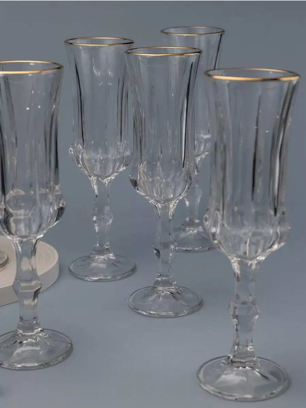 Набор бокалов для шампанского, 160 мл. 6 шт, с золотом