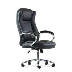 Кресло Barneo K-45 для руководителя черная кожа, газлифт 3кл, PU-X18