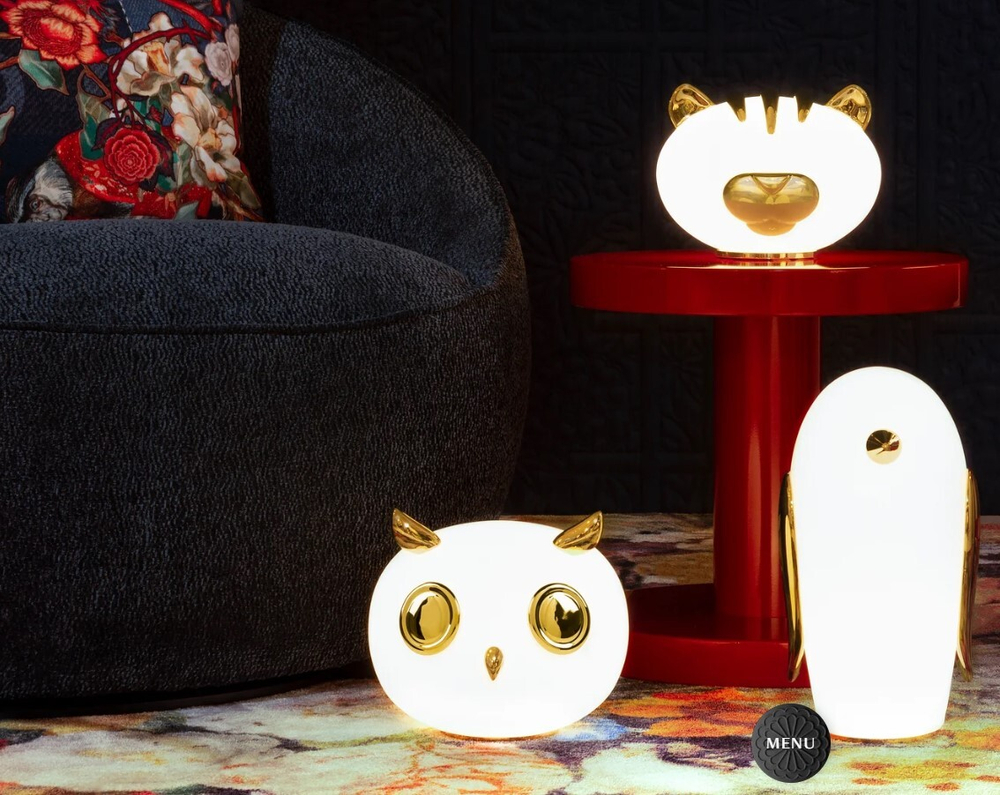 Лампа настольная Uhuh MOOOI стекло/фарфор/white/gold 230х210х240h коллекция Pet Light